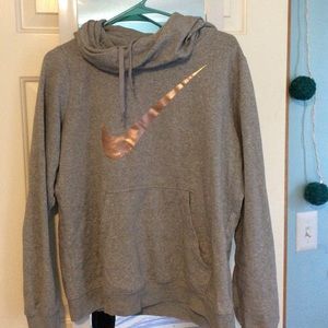 Gray Nike Sweatshirt w Rose Gold Swoosh